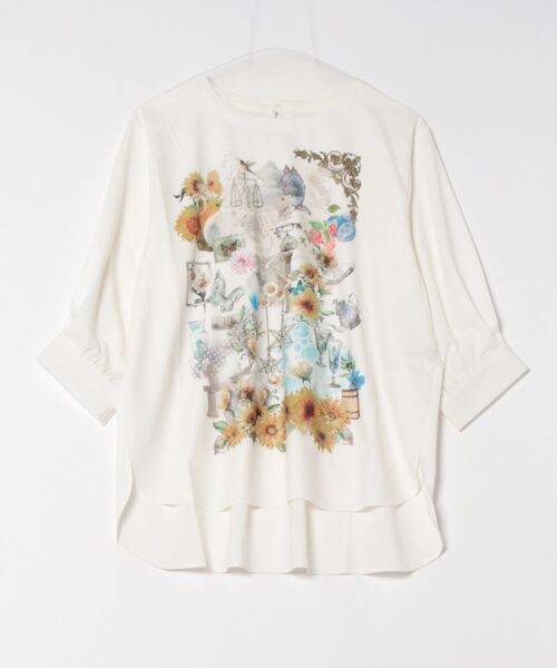 tシャツ 552231：ひまわりコラージュ柄プルオーバー レディース