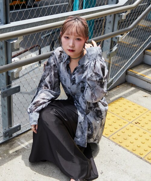 Mavie..7 柄シャツ ブラック Free サイズ Mavie..7】《新色登場》柄シャツ（シャツ/ブラウス）｜Mavie..7