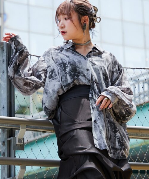 Mavie..7 ブラウス シャツ 「Mavie..7」シアー柄シャツ