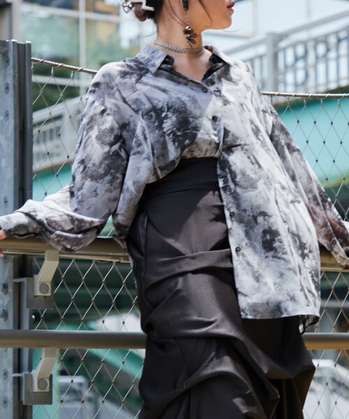 Mavie..7 ブラウス シャツ 「Mavie..7」シアー柄シャツ