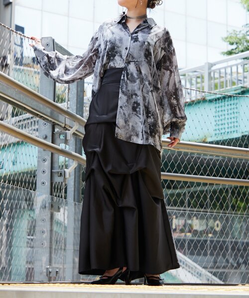 Mavie..7 柄シャツ ブラック Free サイズ Mavie..7】《新色登場》柄シャツ（シャツ/ブラウス）｜Mavie..7