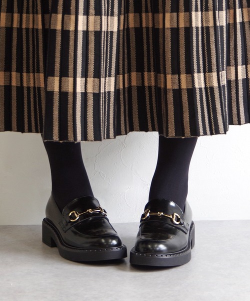 美品【ファビオ ルスコーニ】厚底ビットローファー 23cm 黒 FABIO RUSCONI（ファビオルスコーニ） ローファー ファビオ ルスコーニ