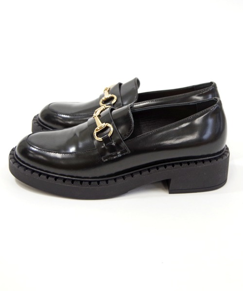 美品【ファビオ ルスコーニ】厚底ビットローファー 23cm 黒 FABIO RUSCONI（ファビオルスコーニ） ローファー ファビオ ルスコーニ