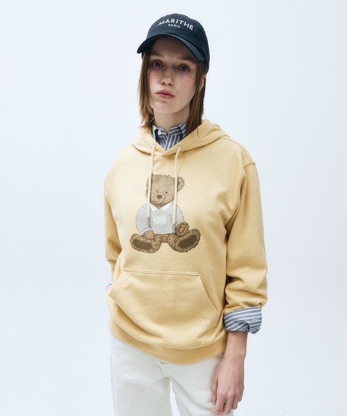 【MARITHE】 BOUCLE DOODLE ベアパーカー カップルパーカー【Marithe】BOUCLE DOODLE BEAR HOODIE