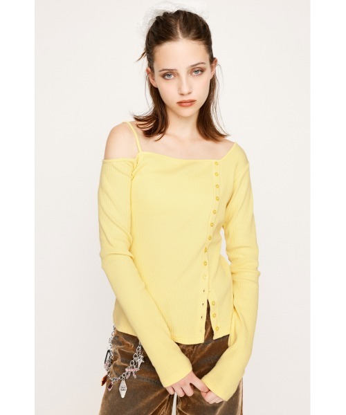 SLY（スライ） tシャツ ASYMMETRY BUTTON TOPS アシンメトリー ボタン