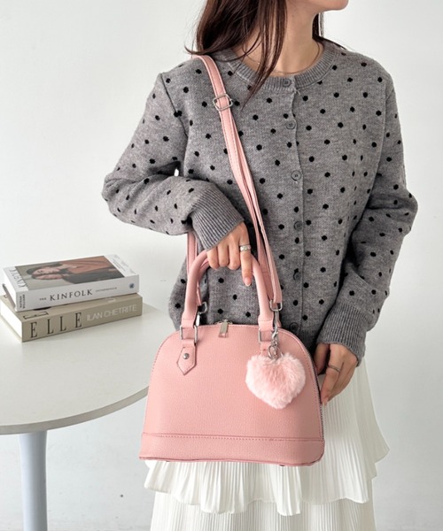 CLEA ボストンバッグ 「6色展開」ハートチャーム付きボストンバッグ