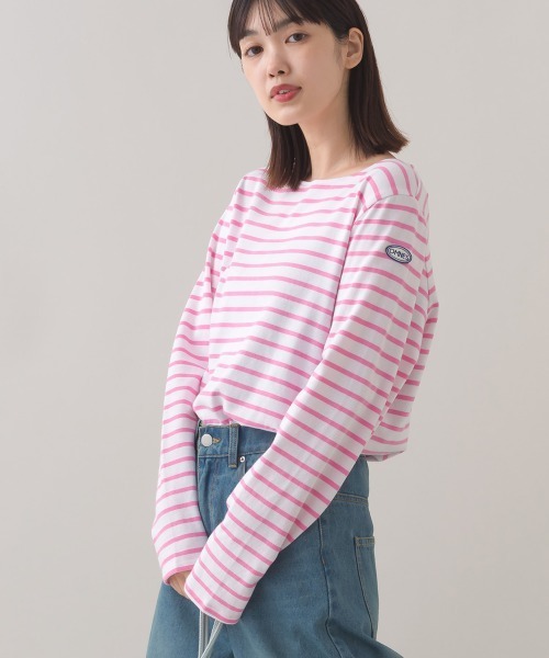 OMNES（オムネス） tシャツ コットン長袖ボーダーTシャツ レディース