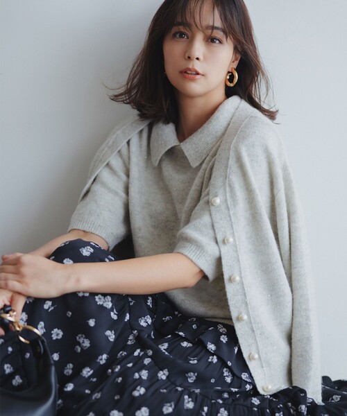 組曲（KUMIKYOKU） ニット セーター スパンコールヤーン 5分袖ニット