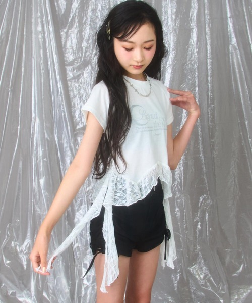 ANAP GiRL（アナップガール） tシャツ 裾 フリル レース 切り替え 