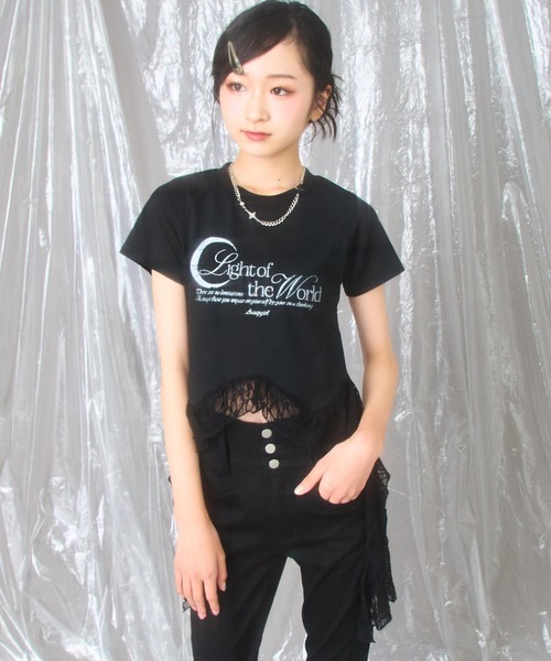 ANAP GiRL（アナップガール） tシャツ 裾 フリル レース 切り替え 