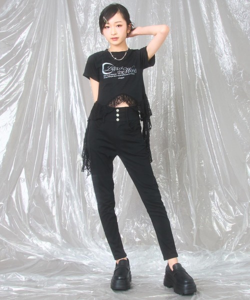 ANAP GiRL（アナップガール） tシャツ 裾 フリル レース 切り替え 