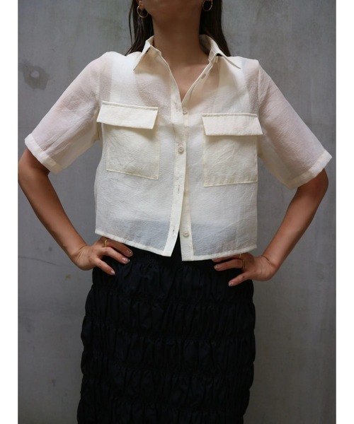 「TRUNC」 半袖シャツ FREE グレイッシュベージュ レディース_画像4