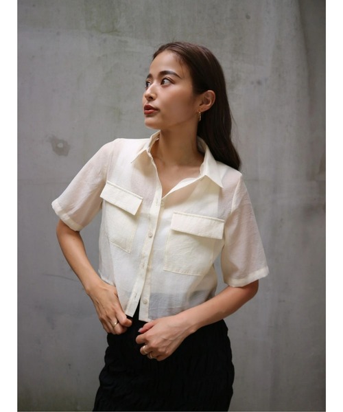 「TRUNC」 半袖シャツ FREE グレイッシュベージュ レディース_画像6