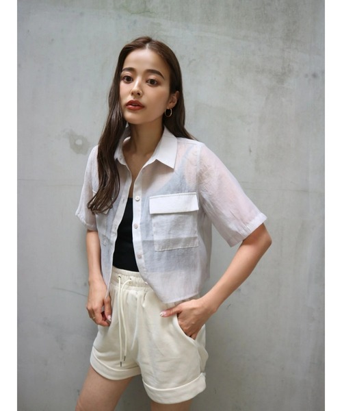 「TRUNC」 半袖シャツ FREE グレイッシュベージュ レディース_画像8