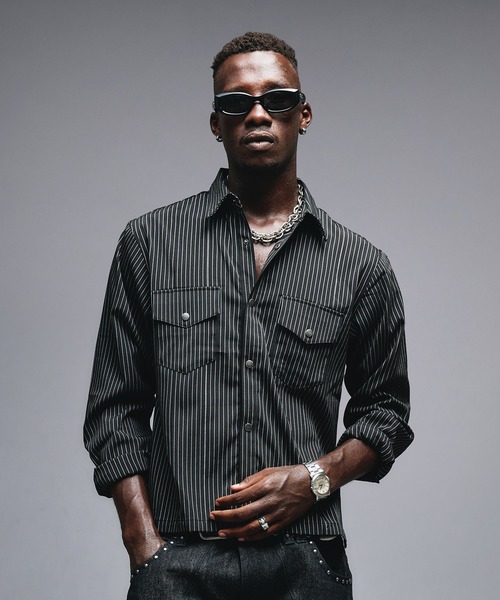 ANDER HUNK シャツ W-Pocket Stripe Shirt / Wポケットストライプ