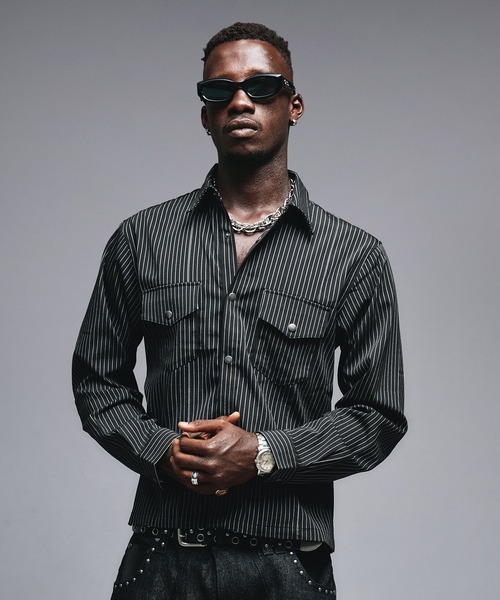 ANDER HUNK シャツ W-Pocket Stripe Shirt / Wポケットストライプ