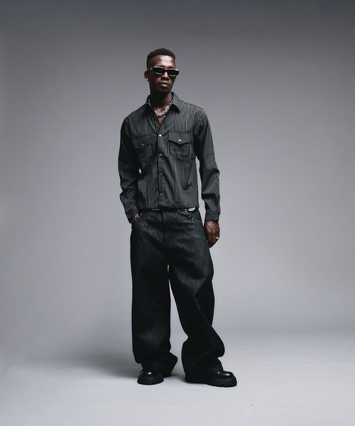 ANDER HUNK シャツ W-Pocket Stripe Shirt / Wポケットストライプ