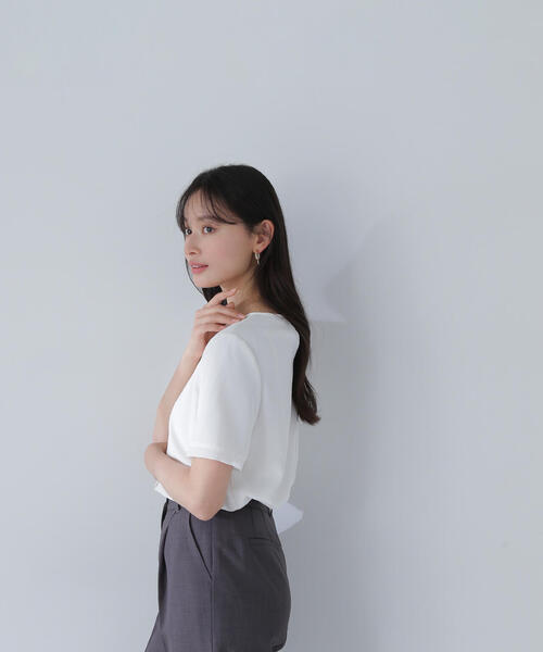 「NATURAL BEAUTY BASIC」 半袖ブラウス SMALL オフホワイト レディース_画像3