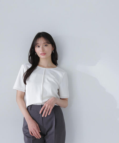 「NATURAL BEAUTY BASIC」 半袖ブラウス SMALL オフホワイト レディース_画像7