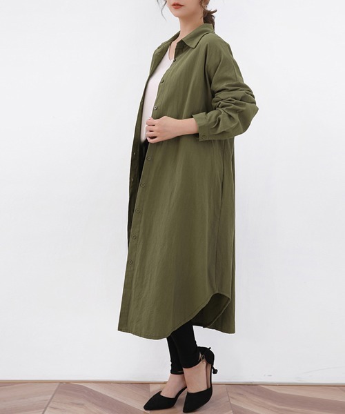 ReRe シャツワンピース Iラインシルエットロングシャツワンピース