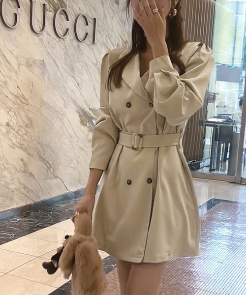 CHARME BY MICOLA ワンピース ベルト付トレンチ風シャツ