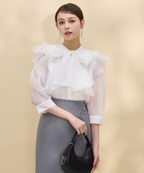 新品未使用✨【Swingle 2020AW】リングボウタイブラウス SWINGLE（スウィングル） ブラウス シャツ 七分袖ボウタイブラウス