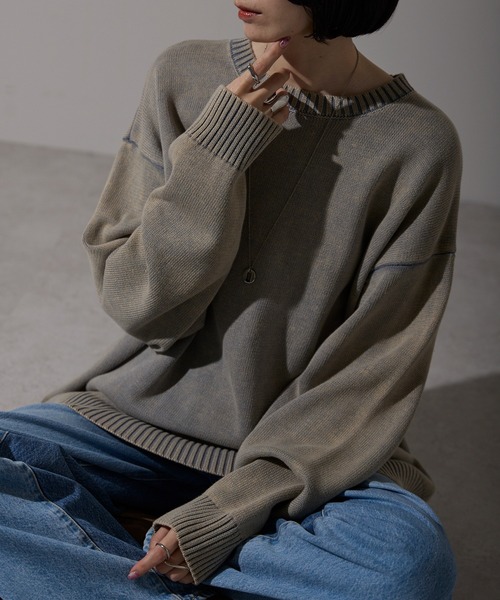 each alchemist ニット セーター ウオッシュ加工ライトニットプル