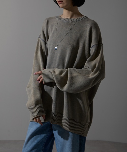 each alchemist ニット セーター ウオッシュ加工ライトニットプル