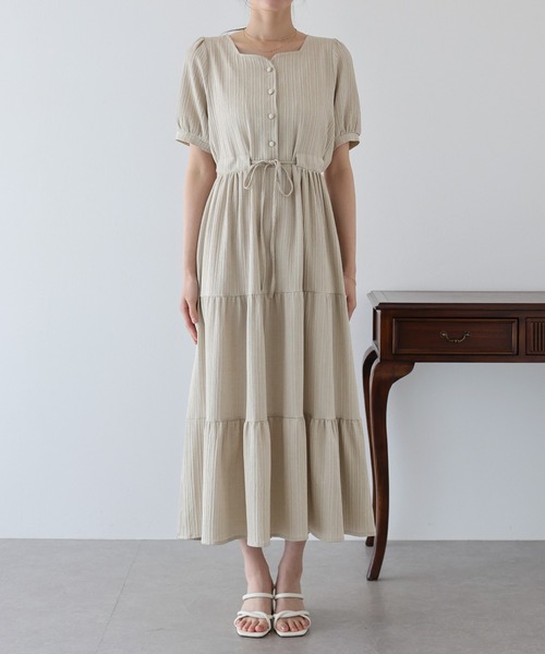 「BLUEEAST」 半袖ワンピース LONG ネイビー レディース_画像9