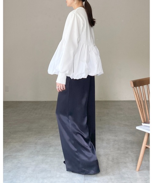 She's Closet 異素材切替バルーンペプラムトップス レディース