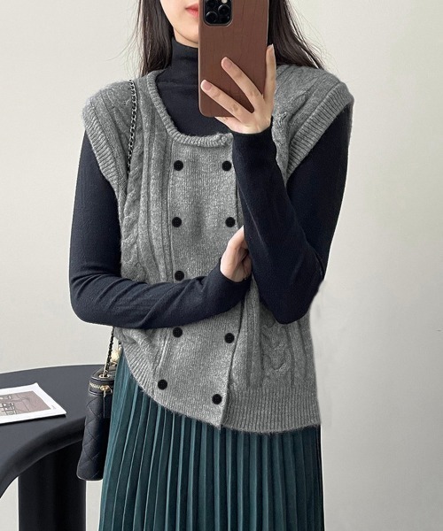 miniministore（ミニミニストア） ベスト ジレ ケーブル編みニット