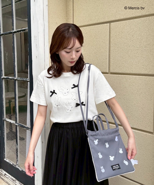 MIIA（ミーア） tシャツ miffy パールリボンTシャツ レディース