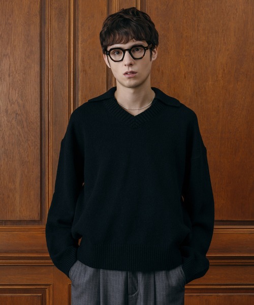 LURAKU セーター ニット Wool Layered Knit Polo / ウールレイヤード