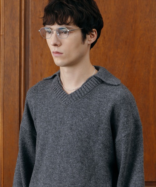 LURAKU セーター ニット Wool Layered Knit Polo / ウールレイヤード