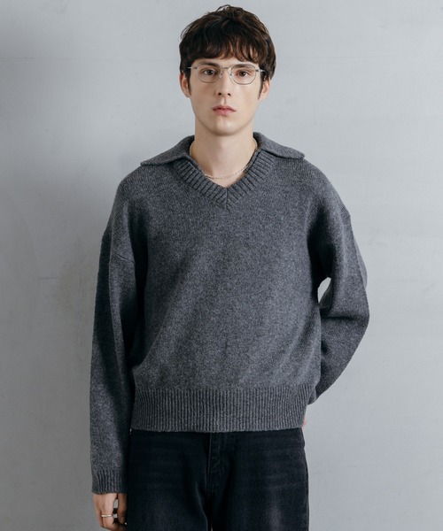 LURAKU セーター ニット Wool Layered Knit Polo / ウールレイヤード