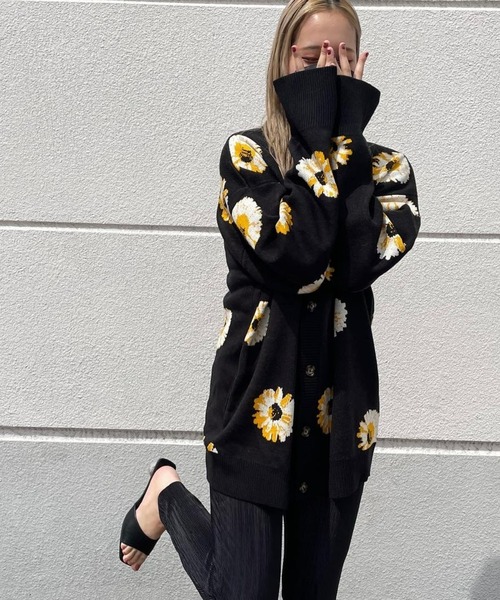 「NYLAUS」 「Patina」ニットカーディガン M イエロー メンズ_画像3