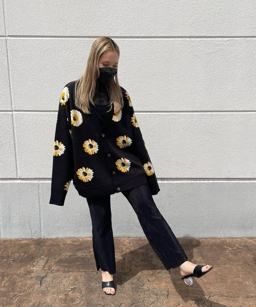 「NYLAUS」 「Patina」ニットカーディガン M イエロー メンズ_画像5