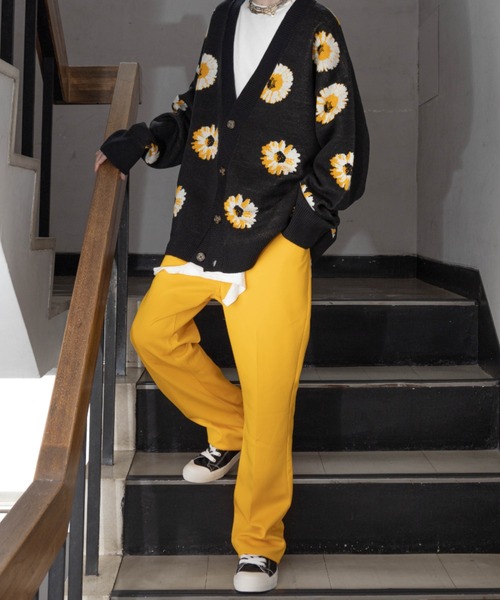 「NYLAUS」 「Patina」ニットカーディガン M イエロー メンズ_画像6