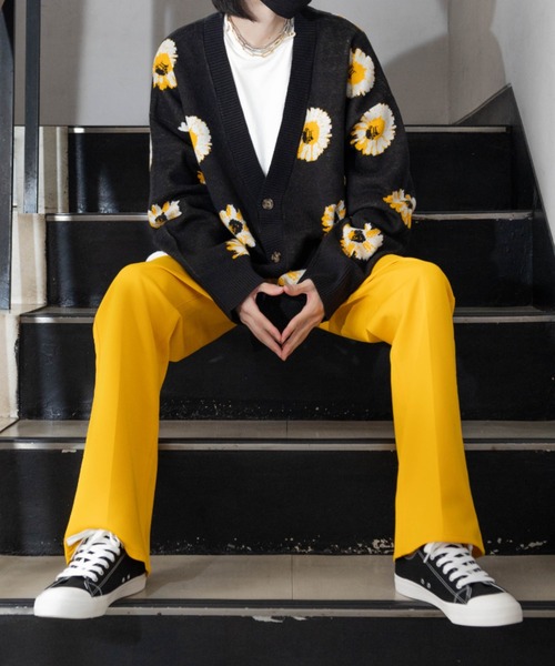 「NYLAUS」 「Patina」ニットカーディガン M イエロー メンズ_画像7