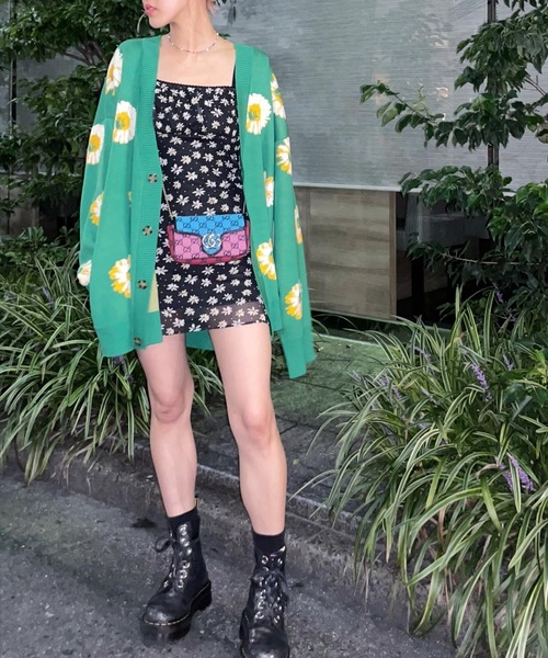 「NYLAUS」 「Patina」ニットカーディガン M イエロー メンズ_画像8