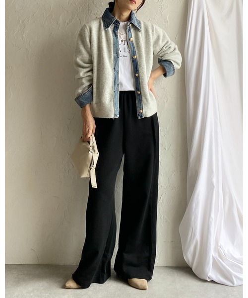 She's Closet パンツ 2WAY裾スナップボタンセンターラインワイド