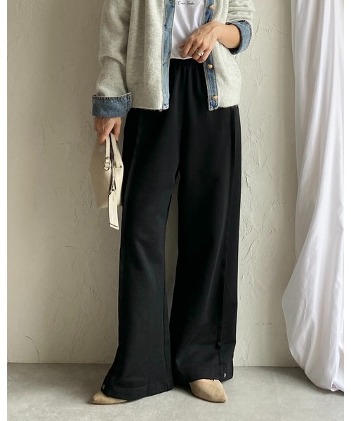 She's Closet パンツ 2WAY裾スナップボタンセンターラインワイド