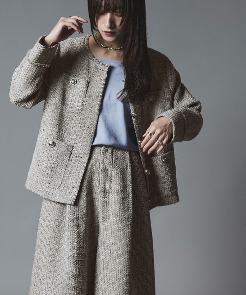 W：Huku パンツ ウールミックス ツイード バミューダ パンツ / Wool