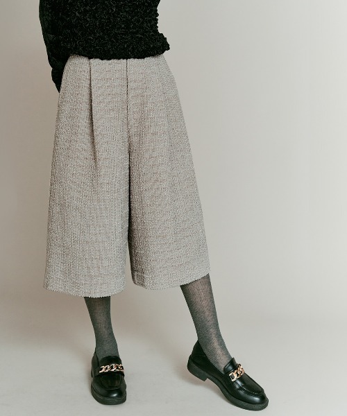 W：Huku ハーフパンツ ワイドパンツ パンツ ウールミックス ツイード