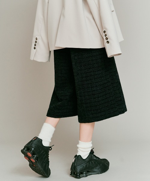 W：Huku ハーフパンツ ワイドパンツ パンツ 短パン ウールミックス