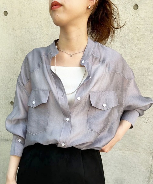 「SHENERY」 長袖ブラウス FREE グレー レディース_画像3