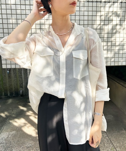 「SHENERY」 長袖ブラウス FREE グレー レディース_画像4