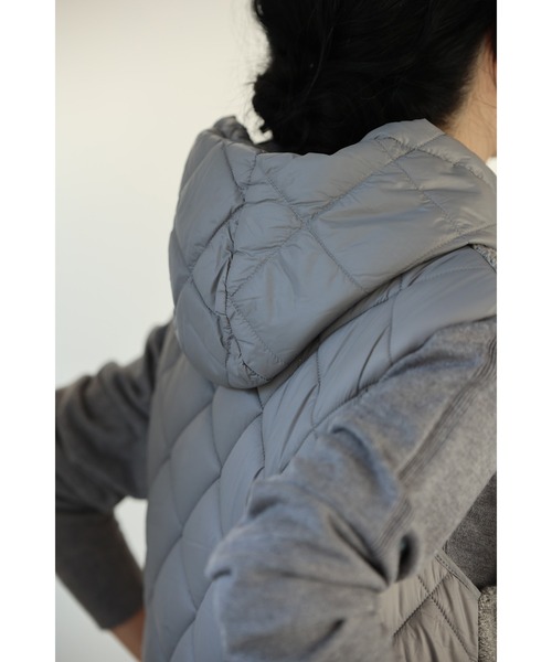 cawaii ベスト ジレ ニットと中綿キルティングの異素材組み合わせ