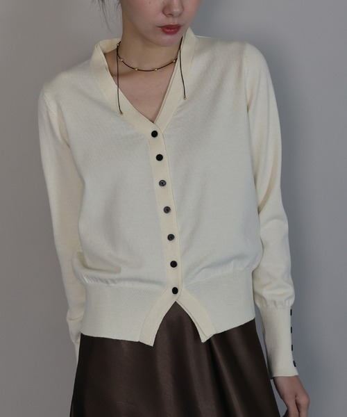 J by blue カーディガン フェイクレイヤードニットカーディガン
