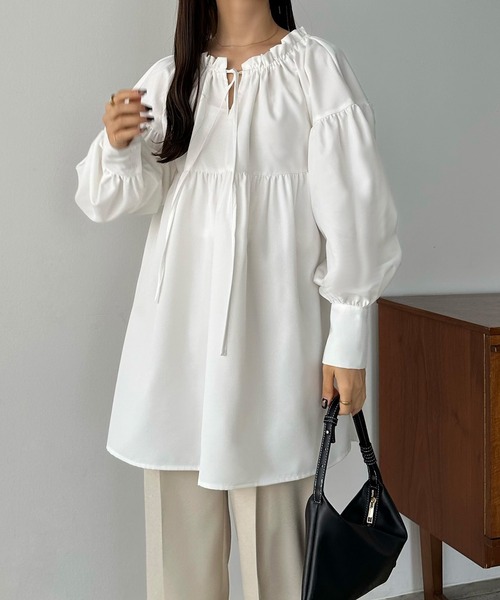 「callautia」 長袖ブラウス LARGE ホワイト レディースの画像6